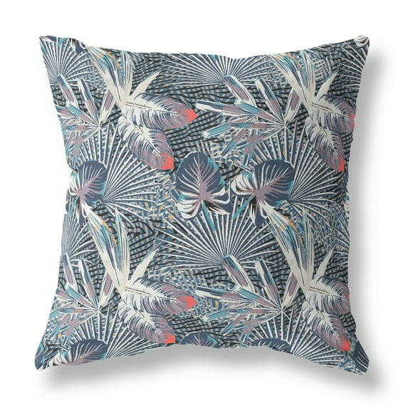 26â€ Purple Indigo Tropical Indoor Outdoor Throw Pillow