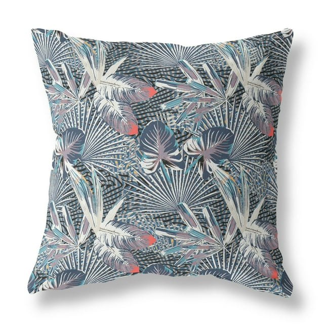 26â€ Purple Indigo Tropical Indoor Outdoor Throw Pillow