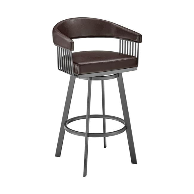 26 in. Chelsea Counter Height Swivel Bar Stool in Java Brown Finish & Chocolate Faux Leather