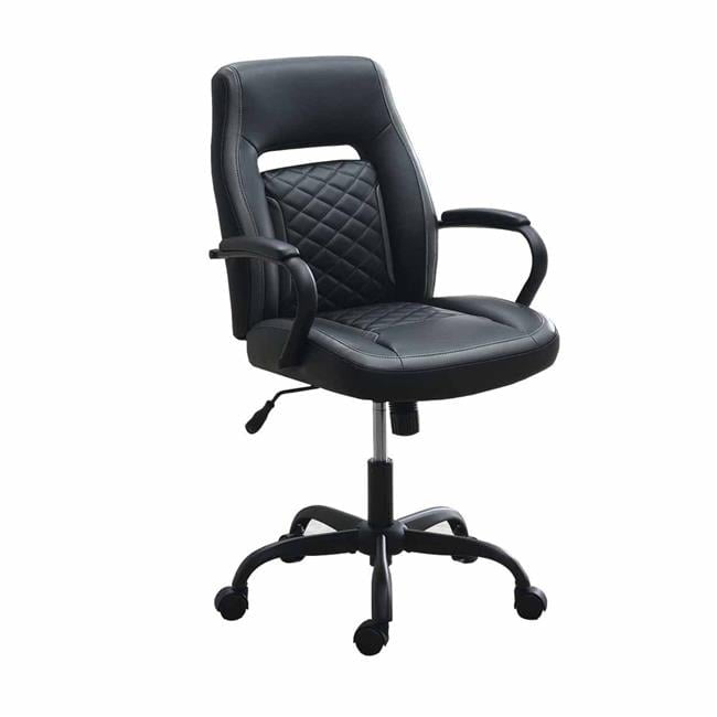 26 in. Ida Faux Leather Swivel Seat Ergonomic Office Chair, Black & Gray