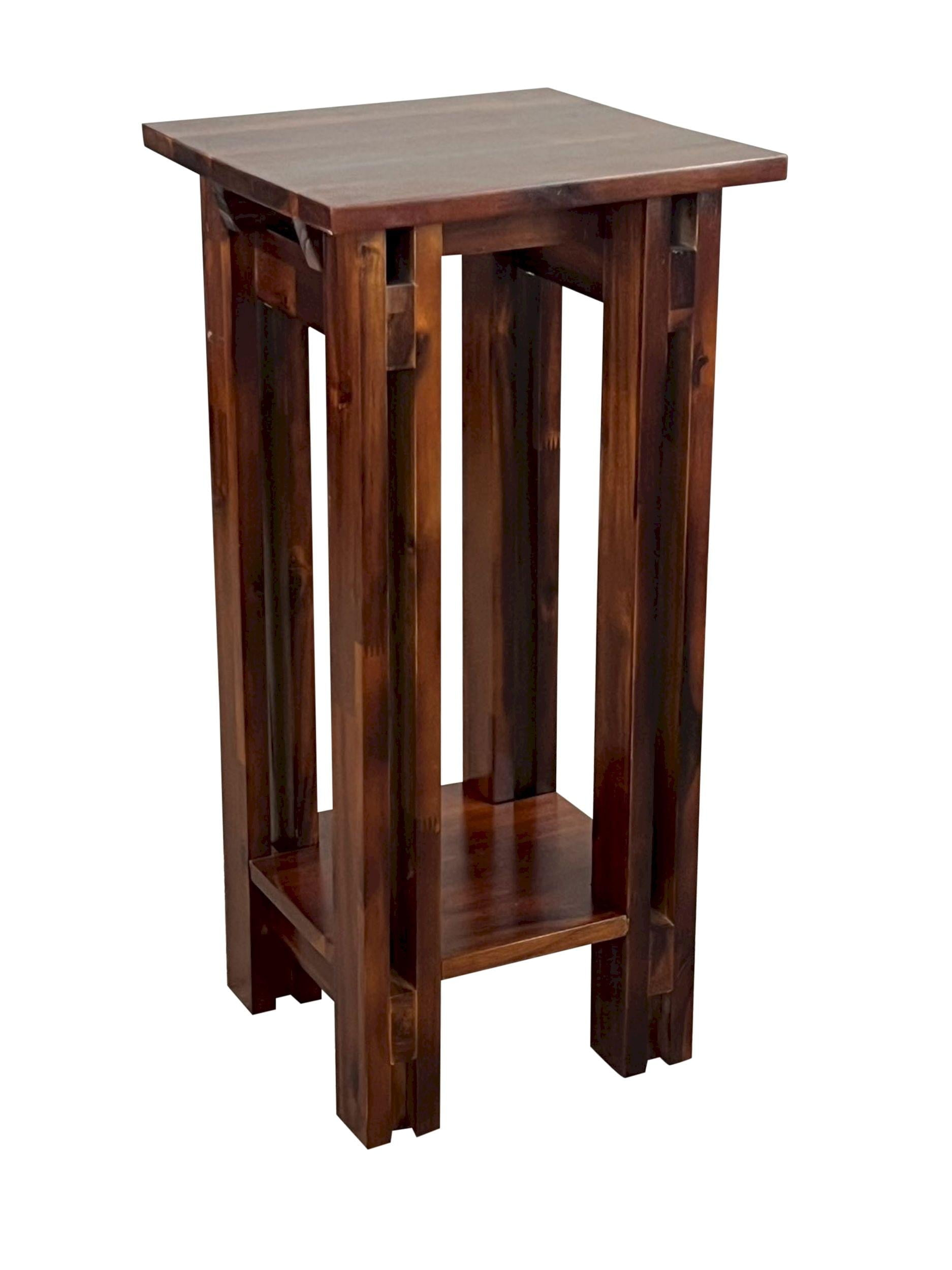 27.75"H x 13" Square Acacia Wood Architectural Plant/Telephone Table, Mahogany