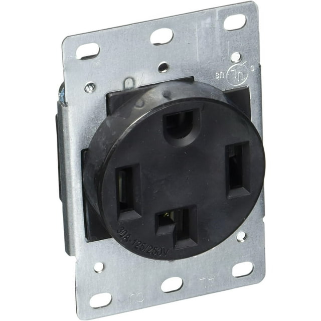 278-S00 4-Wire, 30-Amp, 250V Flush Mount Dryer Receptacle,Black