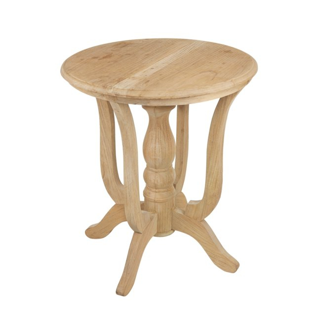 28 in. Turned Legs Classical Style Wood Grain Round Side Table - Brown