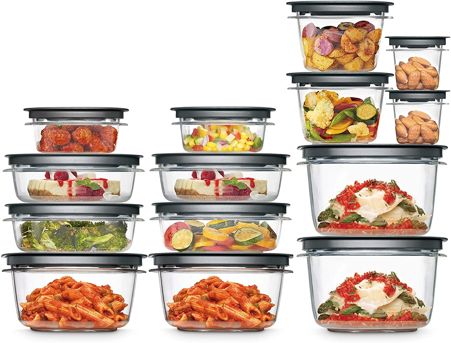 Rubbermaid Meal Prep Premier Food Storage Container, 28 Piece Set, Grey