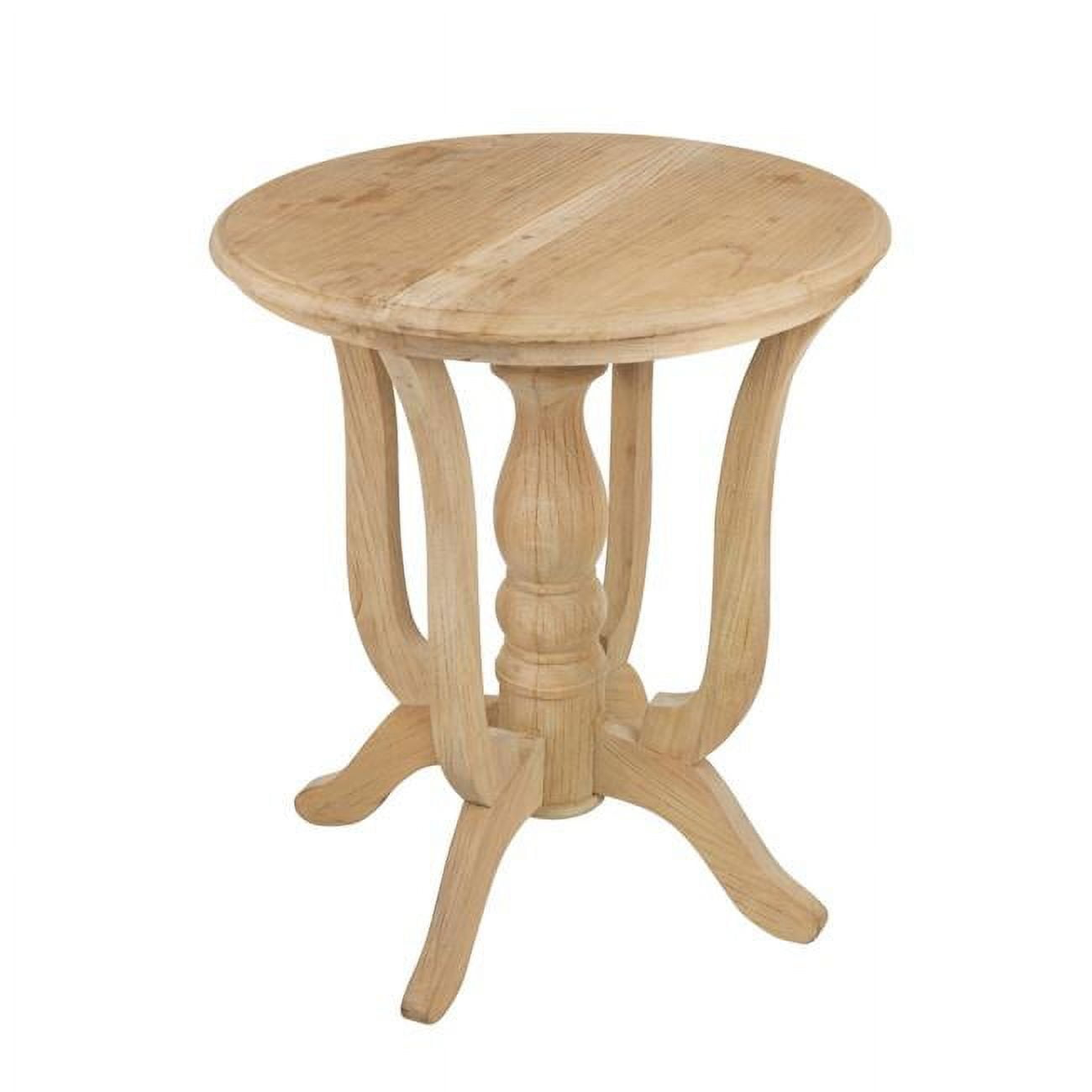 28 in. Turned Legs Classical Style Wood Grain Round Side Table - Brown