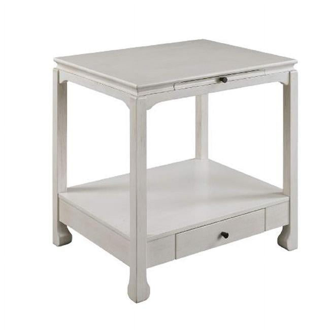 28 x 28 x 23 in. Accent Table with Pull Out Tray & 1 Drawer, White