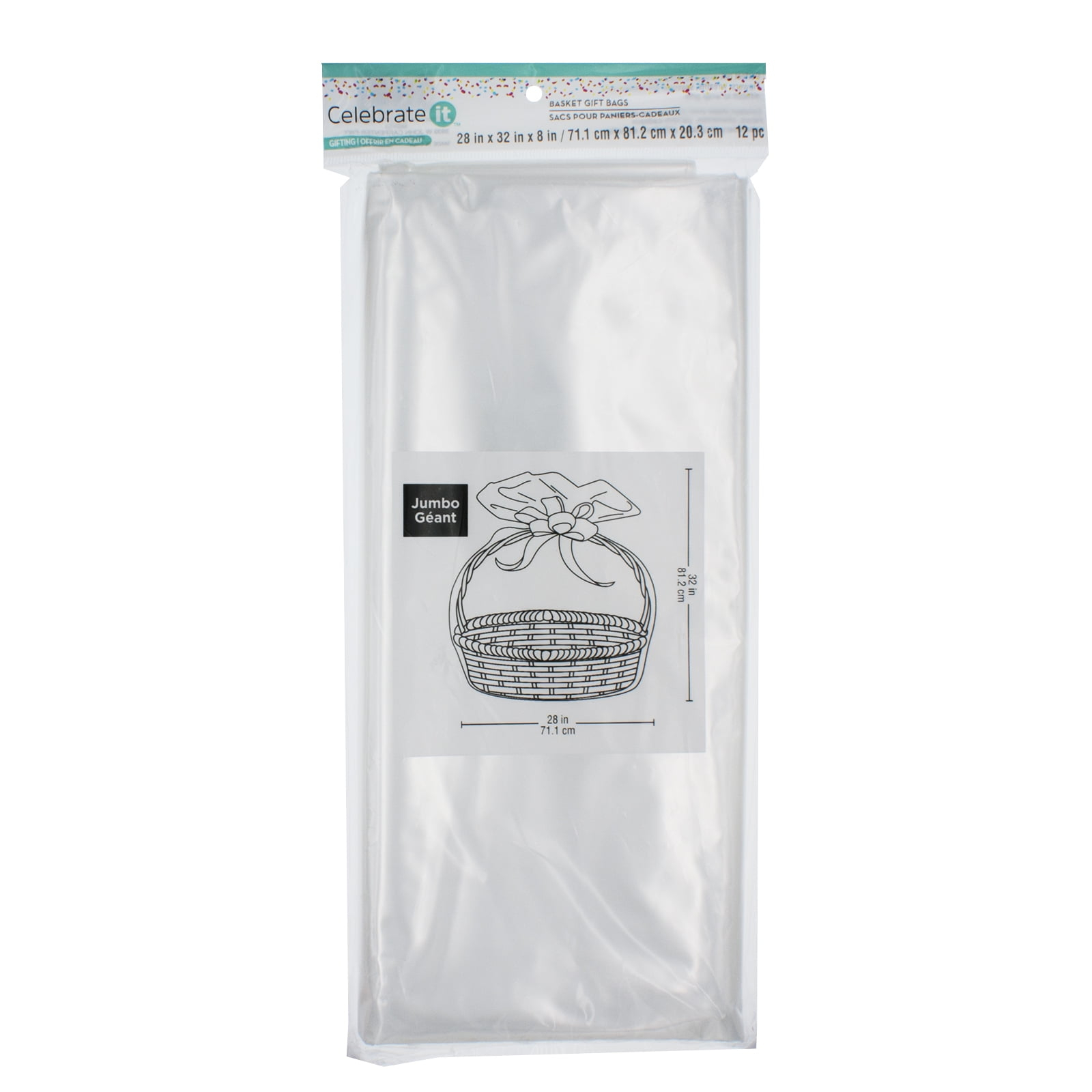 28" x 32" x 8" Jumbo Clear Basket Gift Bags by Celebrate It™ - 12ct.