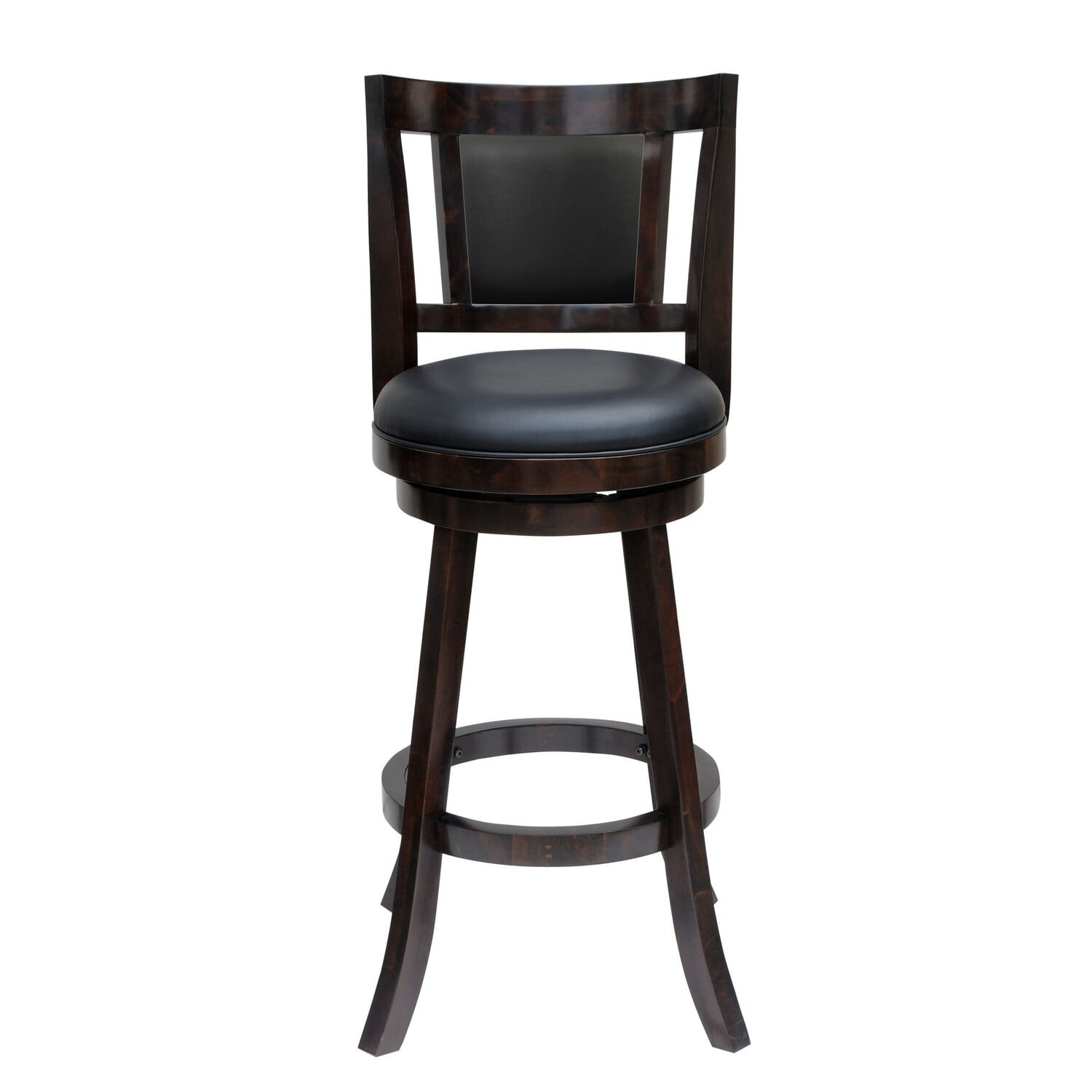 29 Inches Swivel Wooden Frame Counter Stool with Padded Back Dark Brown - Saltoro Sherpi
