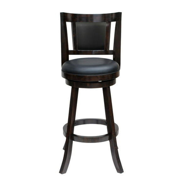 29 Inches Swivel Wooden Frame Counter Stool with Padded Back Dark Brown - Saltoro Sherpi