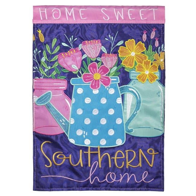 29 x 42 in. Double Applique Home Sweet Southern Polyester Garden Flag - Large