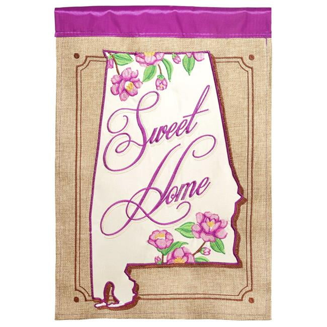 29 x 42 in. Double Applique Sweet Home Alabama Burlap Garden Flag - Large