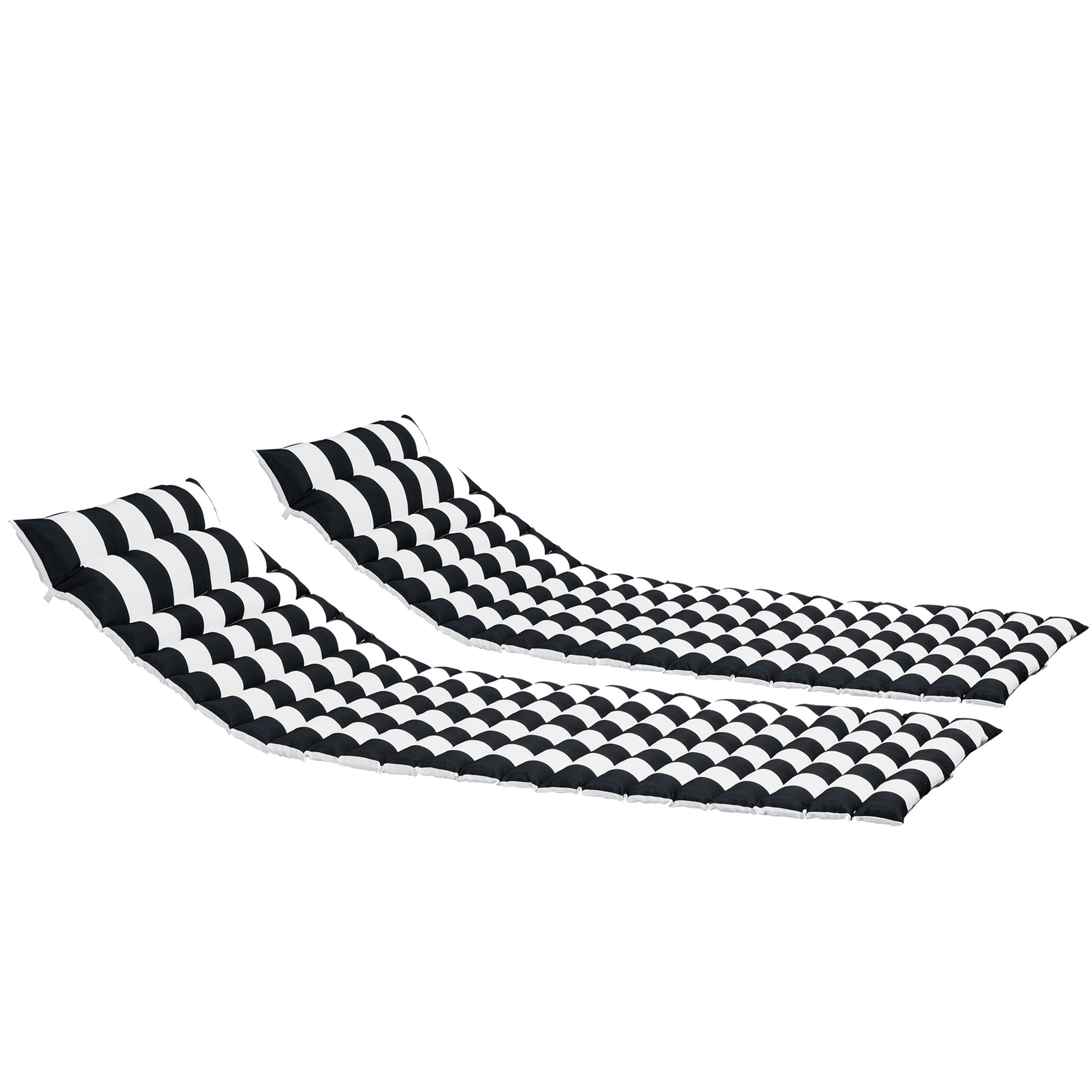 BAYUELSWU 2 PCS Set Outdoor Lounge Chair Cushion Replacement Patio Furniture Seat Cushion Chaise Lounge Cushion,Cushion Only, Chair not Included (Black-White)