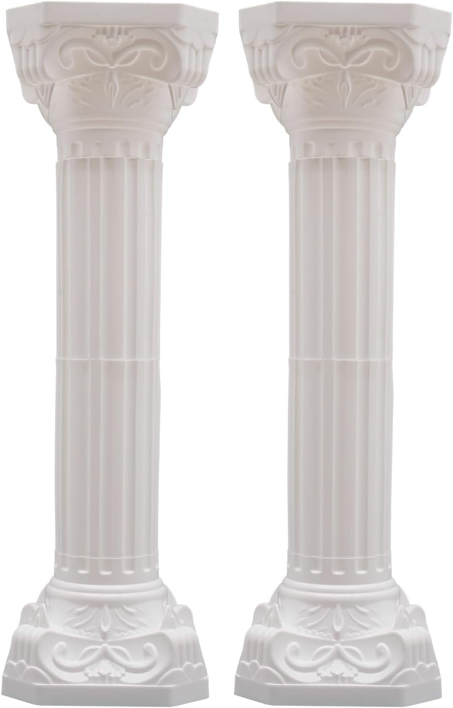 2Pcs European Style Roman Columns Wedding Column Stand Roman Pillar Plastic Greek Column Statue Plant Stand Wedding Event Party Decorative Column Pedestal Flower Pot Holder Decor (10.63x34.65 Inch)