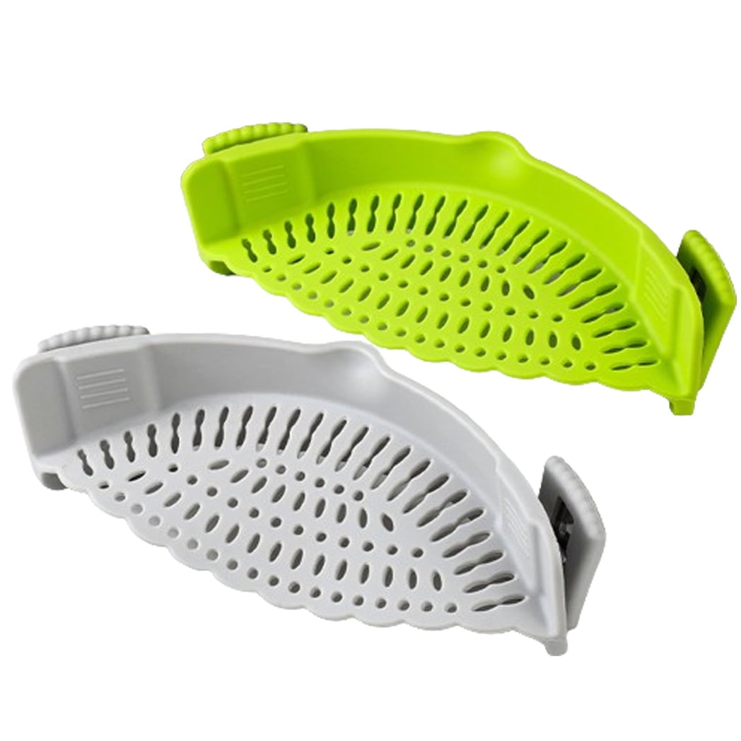 2Pack Clip On Strainer Silicone for All Pots and Pans, Dishwasher Safe,Clip on Food Strainer for Meat Vegetables Fruit Silicone Kitchen Colander