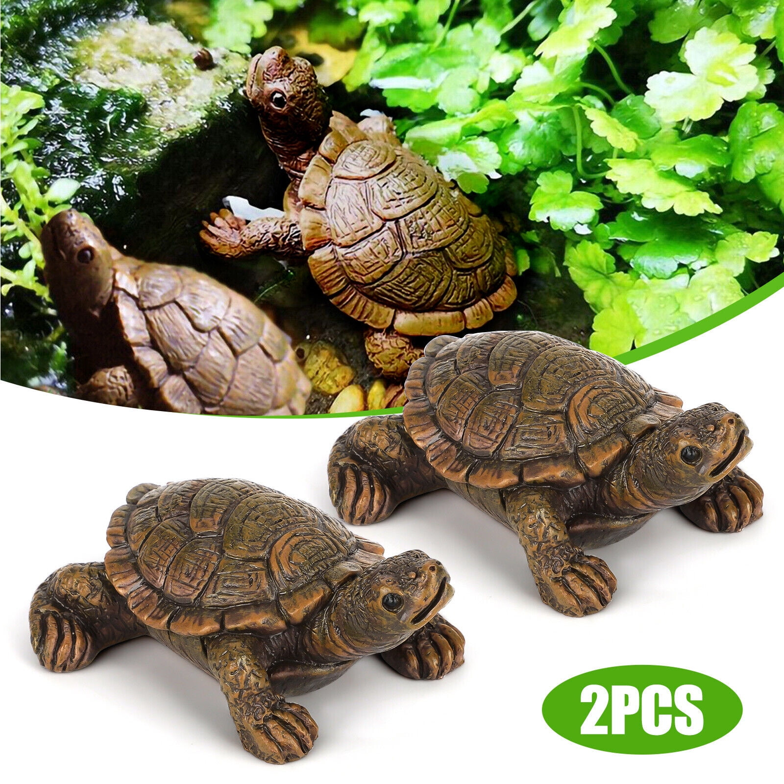 2Pcs Turtle Tortoise Statue Garden Yard Lawn Resin Ornament Sculpture Decor Gift