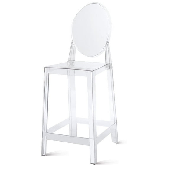 2xhome 25" Seat Height Transparent Kitchen Barstool, Modern Ghost Accent Side Armless Counter Stool With Back, Clear