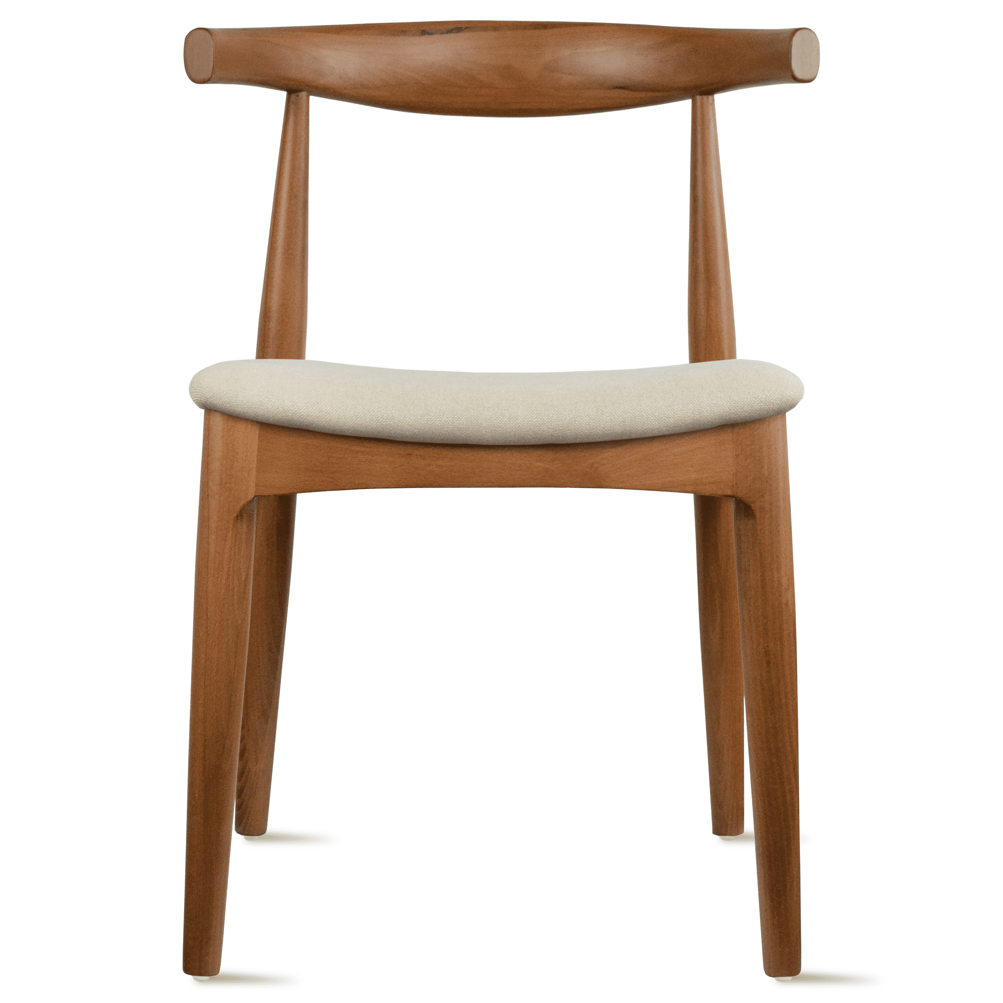 2xhome Contemporary Farmhouse Real Solid Wood Cloth Cushion Seat Dining Chair, Elbow Side Chair (Espresso-Beige Seat)
