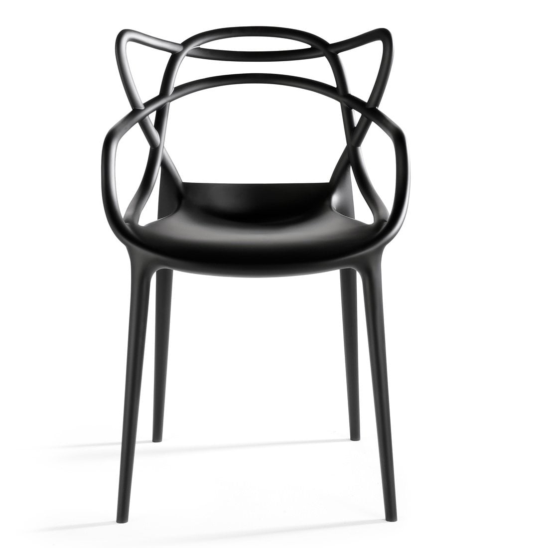 2xhome Modern Contemporary Designer Dining Chair Molded Plastic Indoor Outdoor Patio Elbow Chair, Black