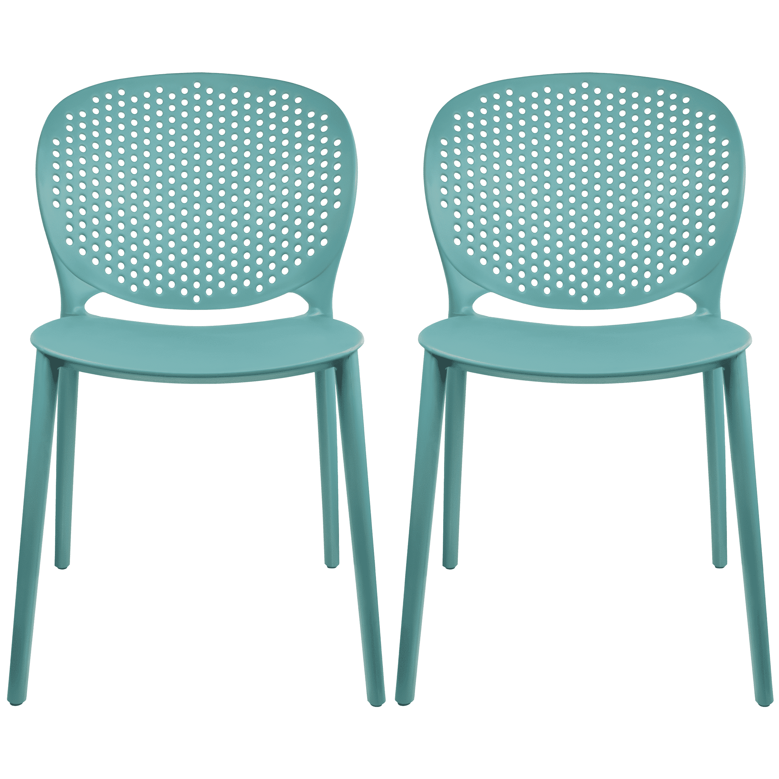 2xhome Set of 2 Modern Pool Patio Chairs, Contemporary Plastic Armless Dining Accent Side Chairs for Indoor or Outdoor Use, Teal