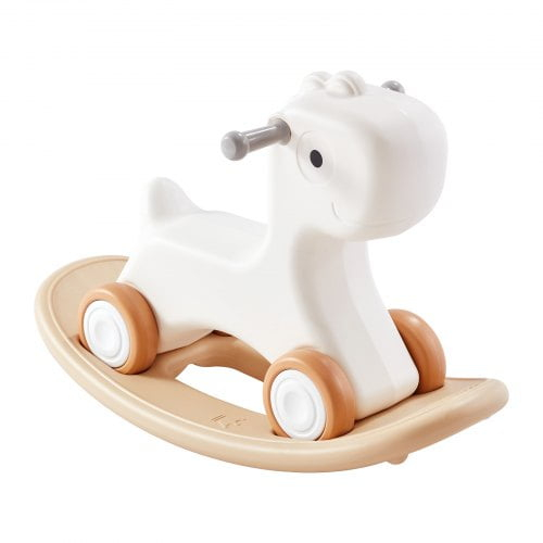 3 in 1 Rocking Horse for Toddlers 1-3 Years, Baby Rocking Horse with Detachable Balance Board and 4 Smooth Wheels, Support up to HDPE Material 80 lbs Kids Ride on Toy, 40 Swinging, White