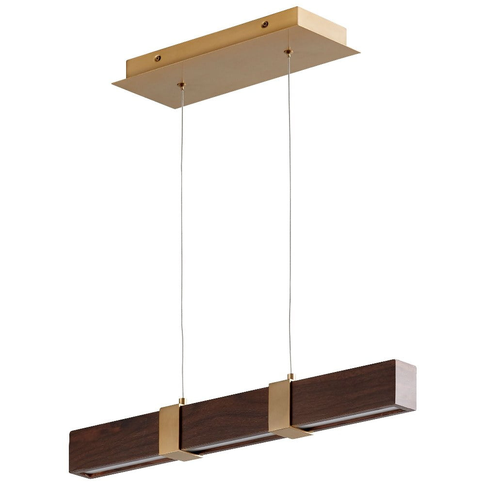 33 Inch 192W 6 Led Chandelier-Aged Brass/Walnut Finish Oxygen Lighting 3-24-2440