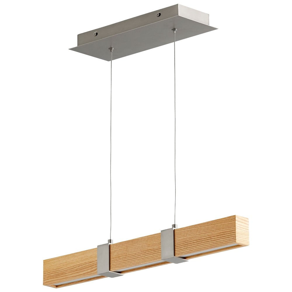 33 Inch 192W 6 Led Chandelier-Satin Nickel/White Oak Finish Oxygen Lighting 3-24-5224