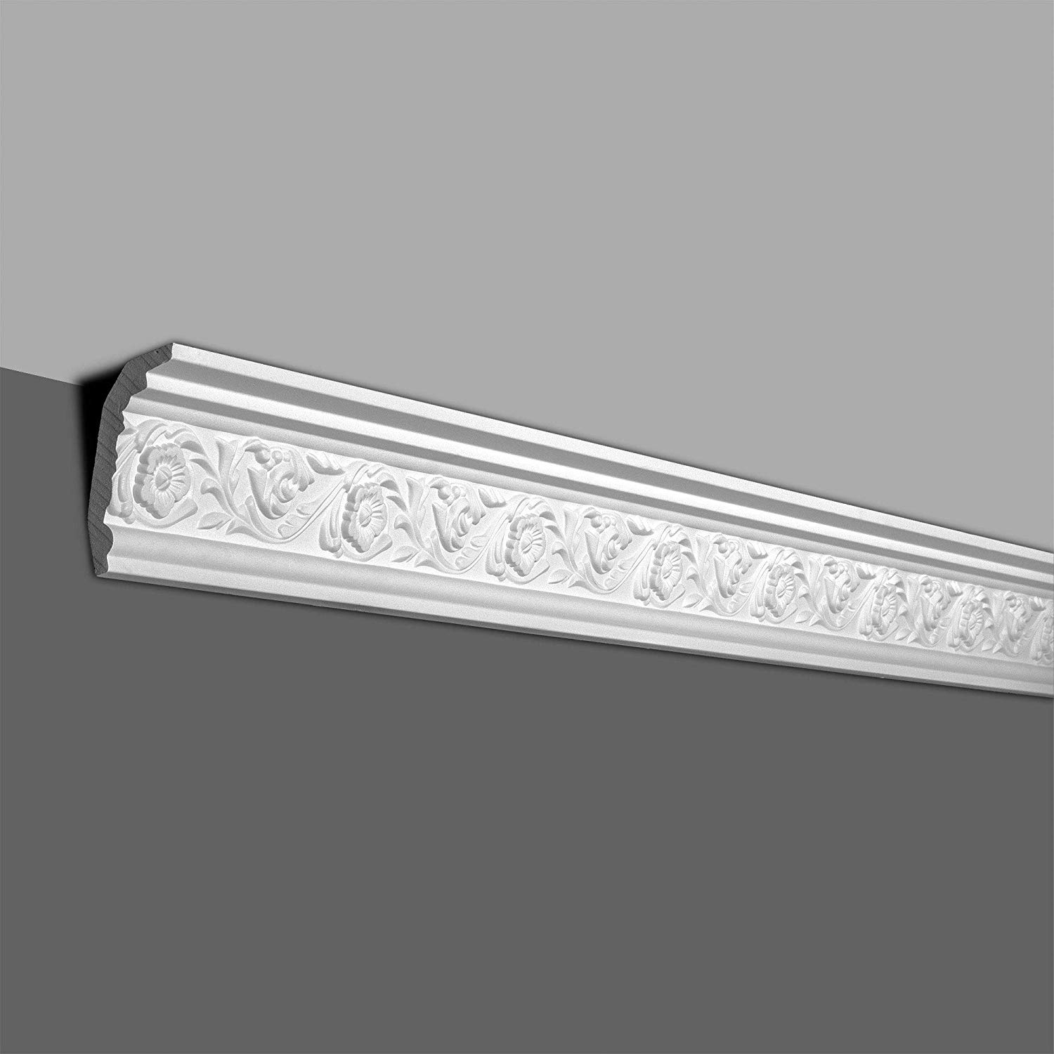 Architectural Products by Outwater L.L.C. 2-1/4 in x 3-3/8 in x 94-1/2 in Floral Polyurethane Crown Moulding Pro Pack 47 LF (Set of 6)