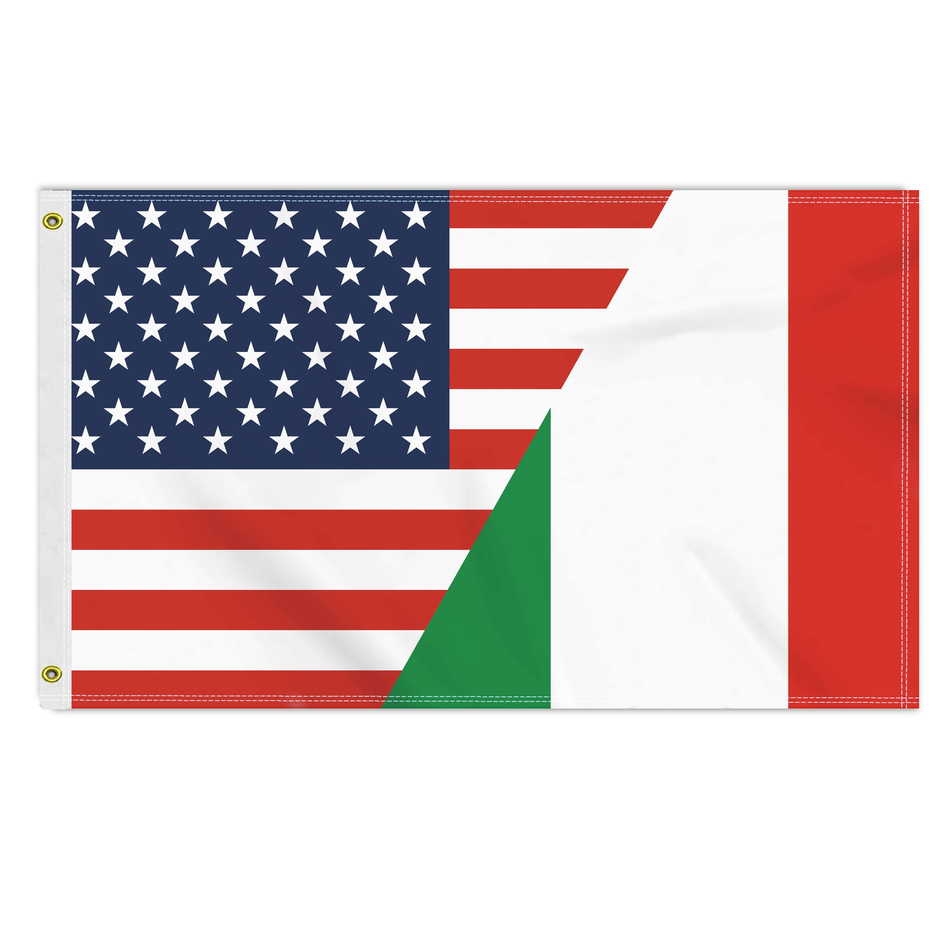 3×5 FT Italy USA Flag, Large 150D America Italians Outdoor Banner,Double Side Printing Decor For Patio Garden With Brass Gromment