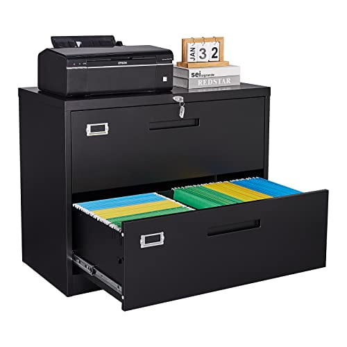 3 Drawer File Cabinet with Lock,Under Desk File Cabinet with Wheels,Black Rolling File Cabinet,Three Drawer Metal Filing Cabinet for Home Office,Fit A4/Letter/Legal File,Fully Assembled Except Casters