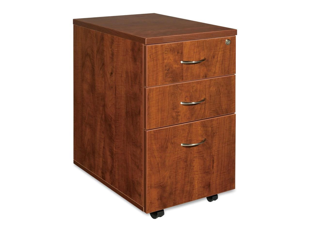 3 Drawers Vertical Wood Composite Lockable Filing Cabinet, Cherry