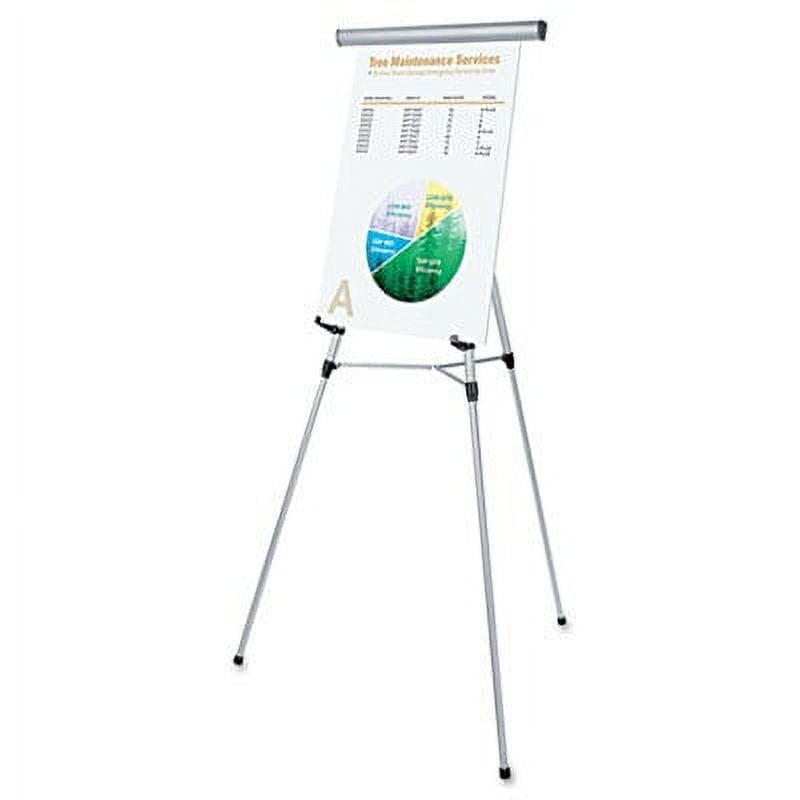 Universal  3-Leg Telescoping Easel with Pad Retainer  Adjusts 34'' to 64''  Aluminum  Silver
