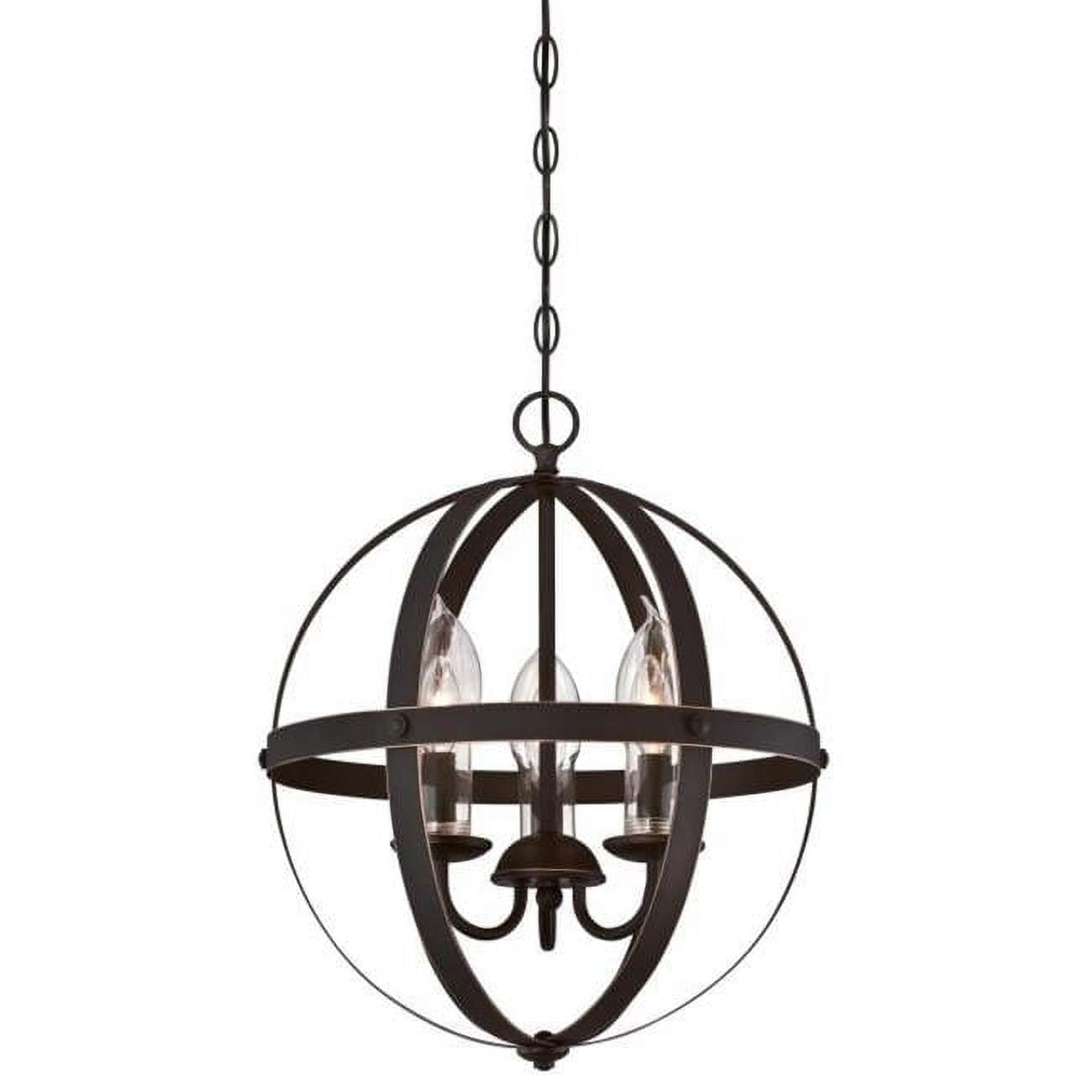 3 Light Chandelier & Clear Glass Candle Covers, Oil Rubbed Bronze & Highlights