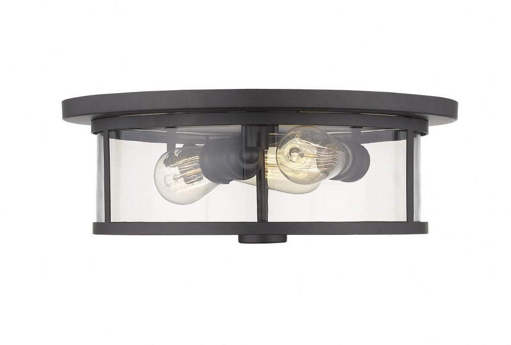 3 Light Flush Mount In Midcentury Style 15.75 Inches Wide By 6.25 Inches High-Bronze Finish-Clear Glass Color Z-Lite 462F16-Brz