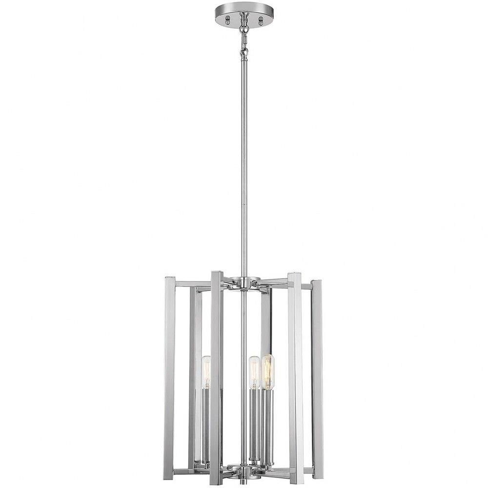 Polished Nickel Three Light Pendant from the Benson Collection