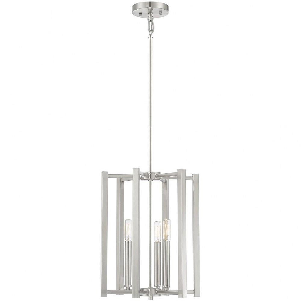 Polished Nickel Three Light Pendant from the Benson Collection