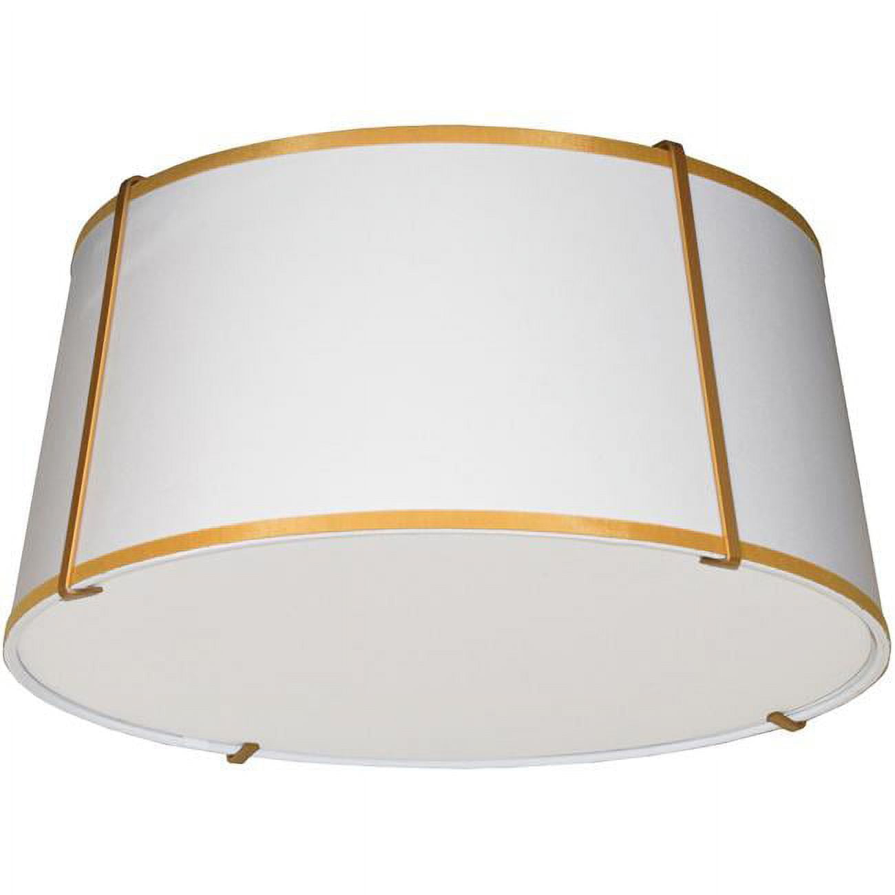 3 Light Trapezoid Flush Mount Ceiling Light, Gold Frame & White Shade with 790 Diffuser
