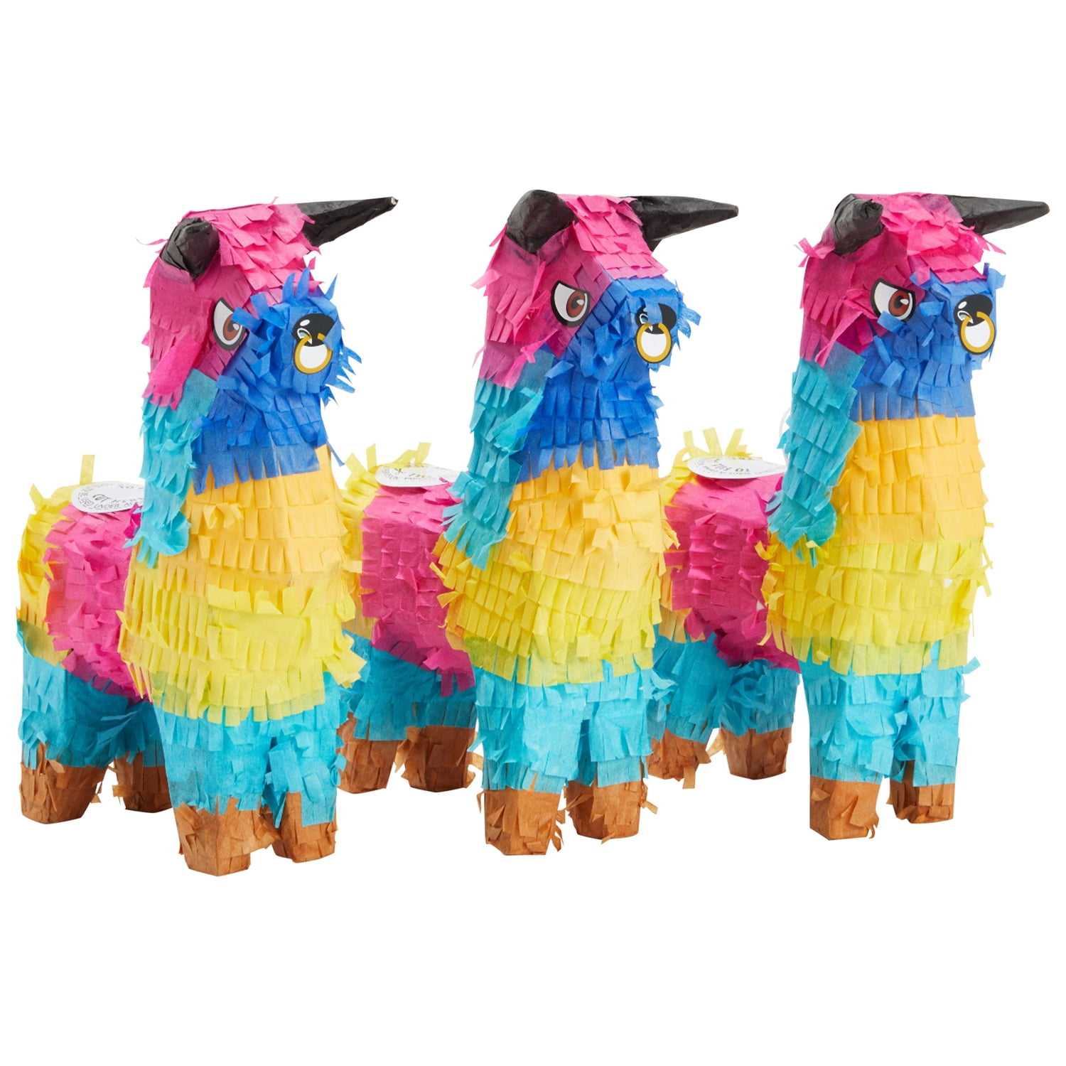3 Pack Mini Rainbow Bull Pinatas for Cinco de Mayo Party Decorations, Mexican Fiesta Supplies (5.25 x 9 x 2 in)