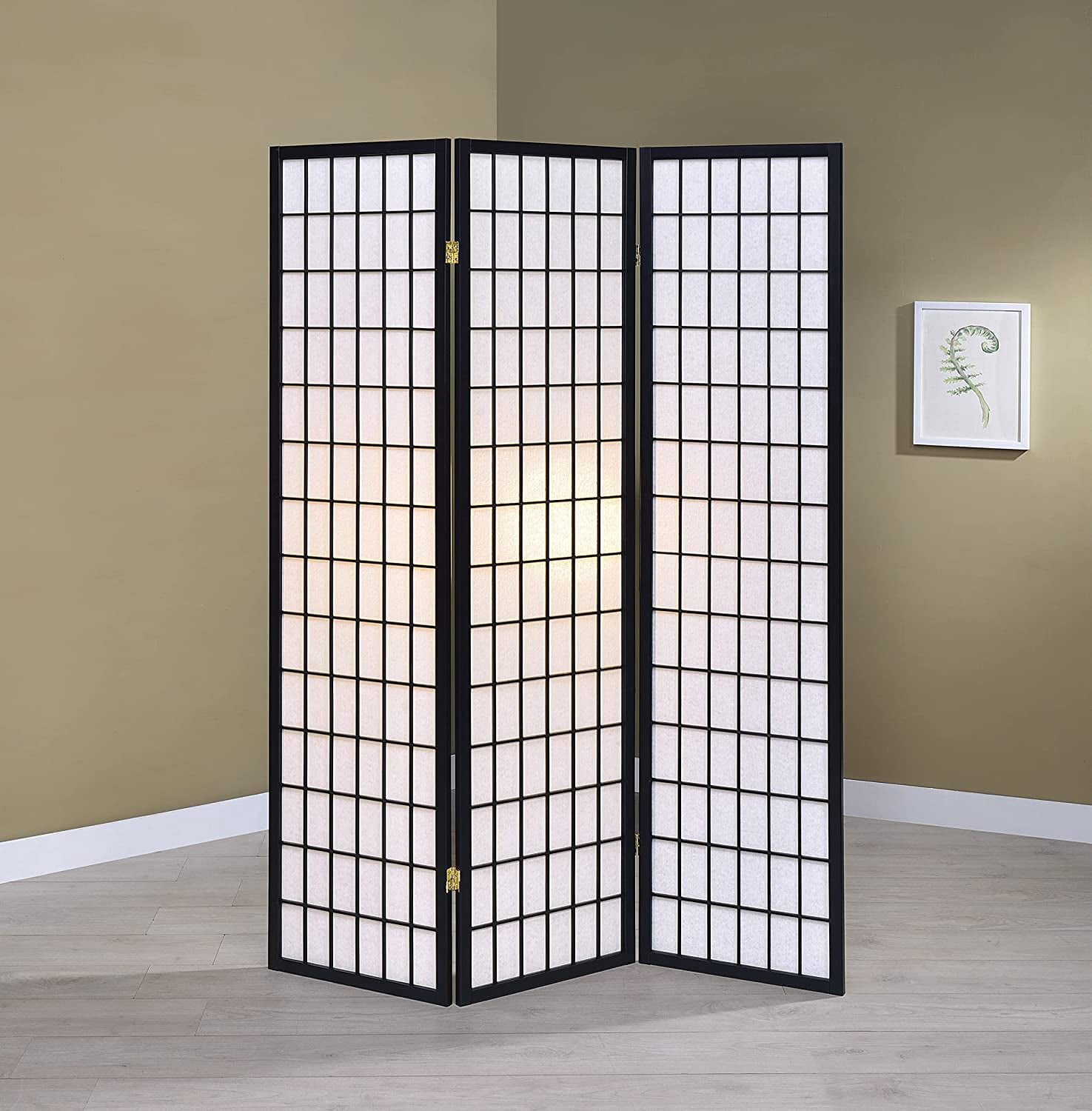 3-Panel Room Divider, Black, 70" x 6" x 50"