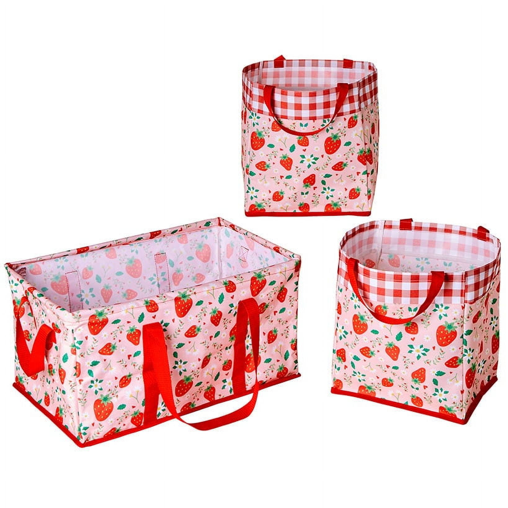 The Lakeside Collection Everyday Storage Bin Set 3 Pc. - Strawberry Field
