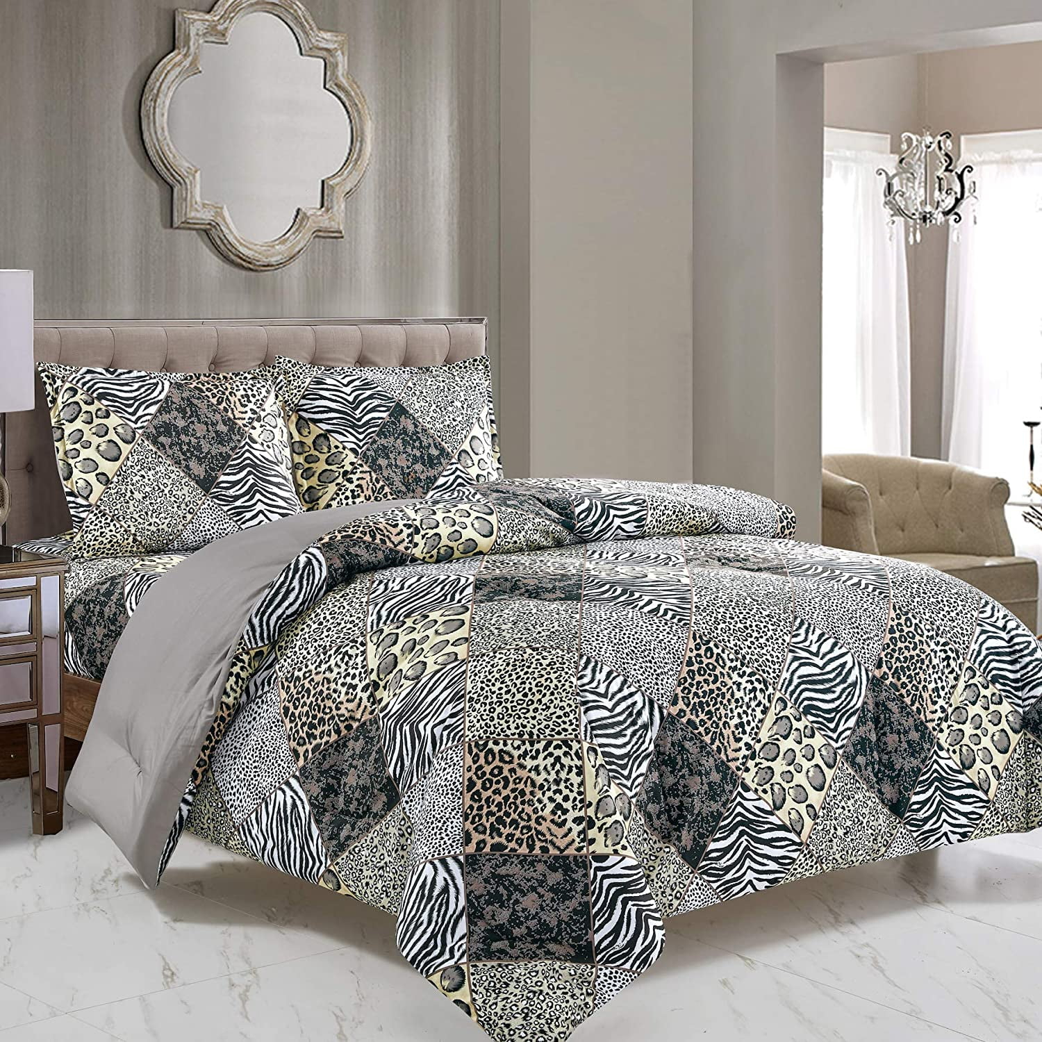 Box Stitch Animal Print Comforter Set