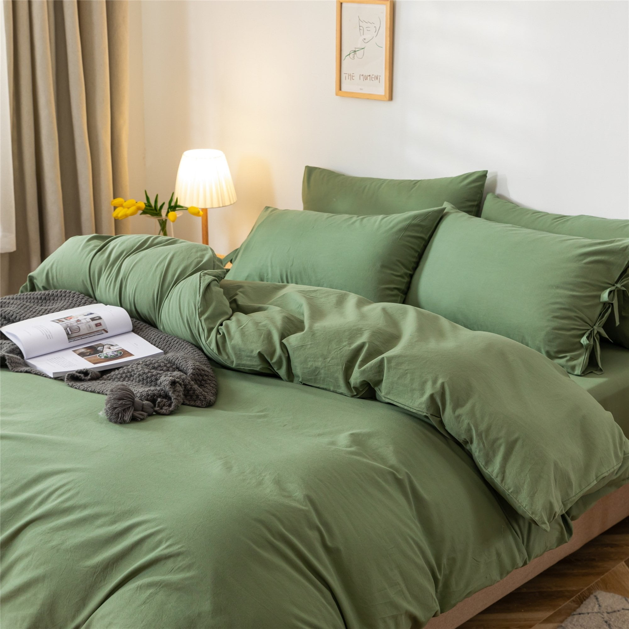 3 Piece Duvet Cover Set Green - 3 Piece - King