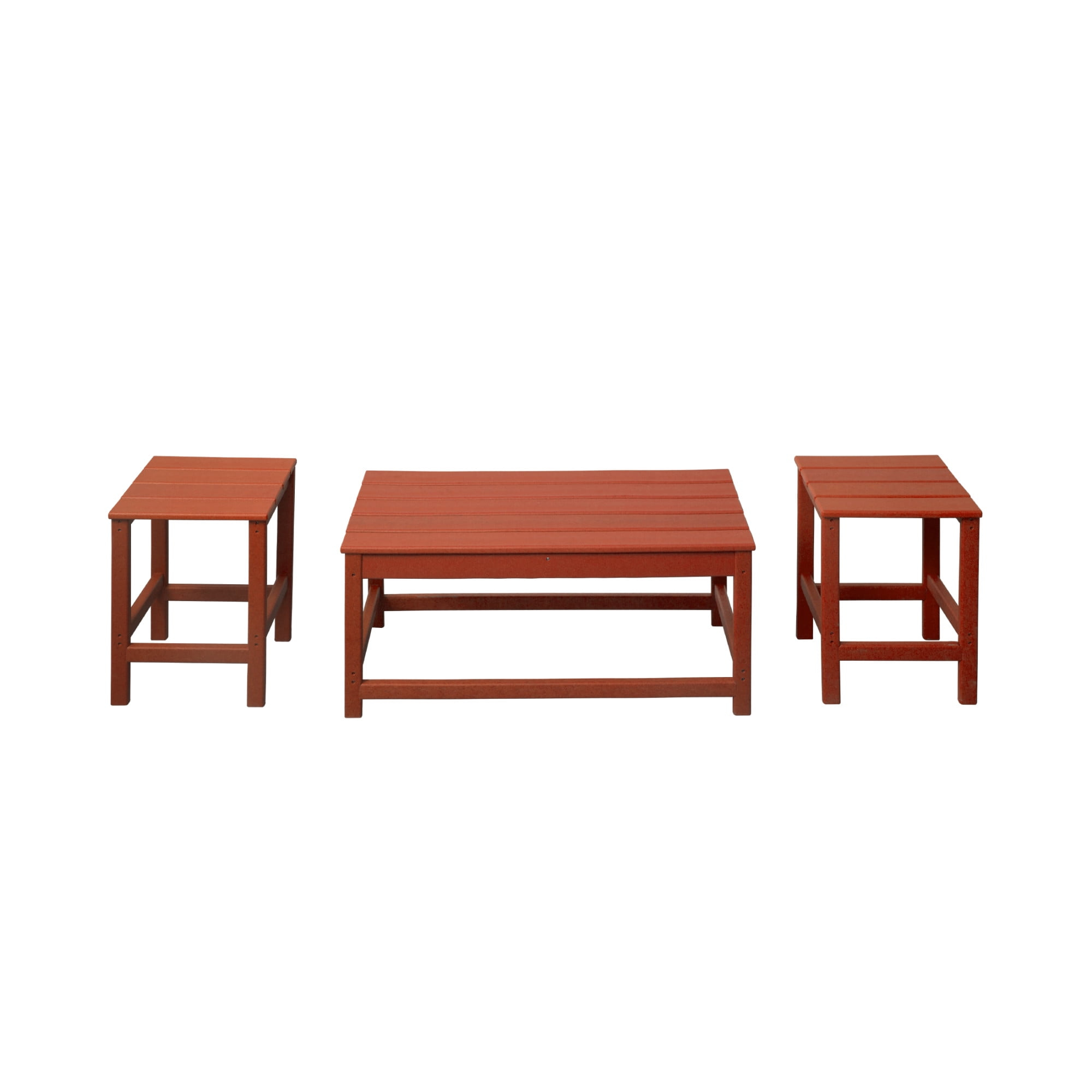 Polytrends  Laguna Hdpe All Weather Outdoor Patio Coffee And Side Tables (3-Piece Set) Red