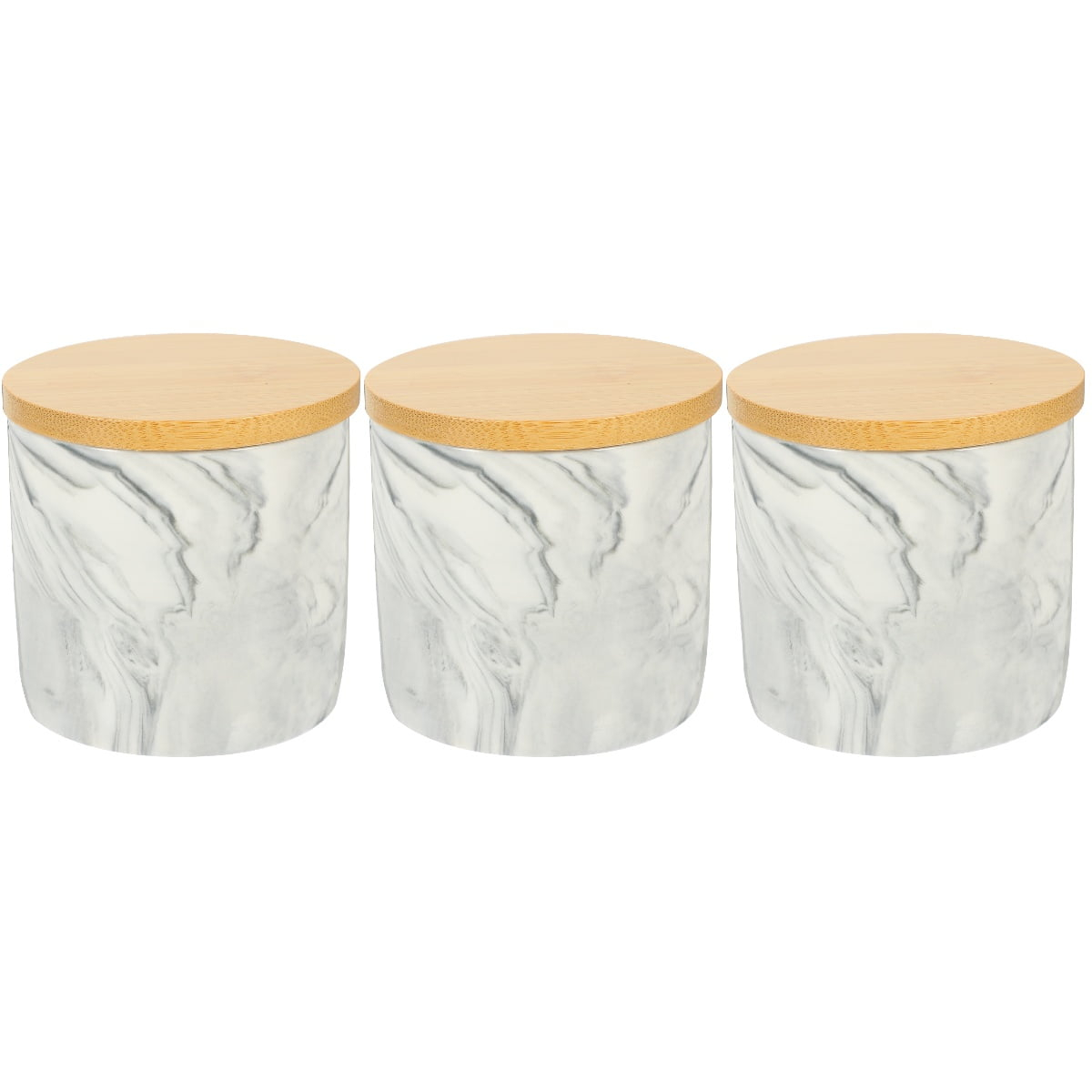 3 Pieces Ceramic Jar Coffee Storage Stackable Basket Canister Grey