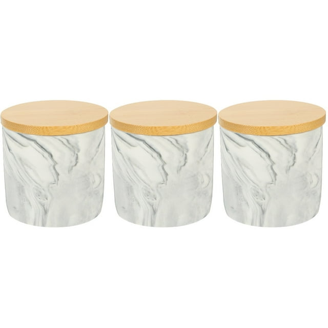 3 Pieces Ceramic Jar Coffee Storage Stackable Basket Canister Grey