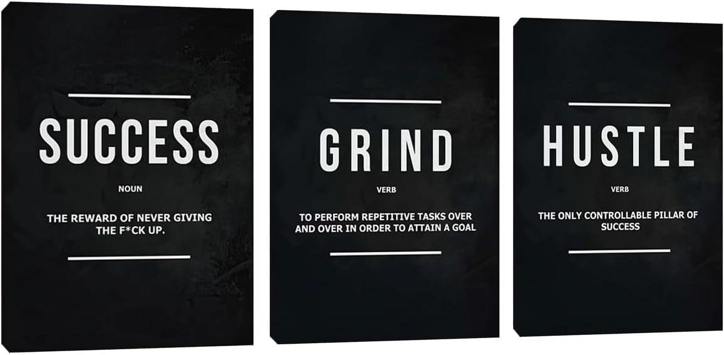 3 Pieces Motivational Office Wall Art Inspirational Canvas Wall Art Entrepreneur Quote Hustle Success Wall Paintings Picture Artwork for Bedroom Home Workplace Posters Wall Decor (36''''Wx 16''''H)