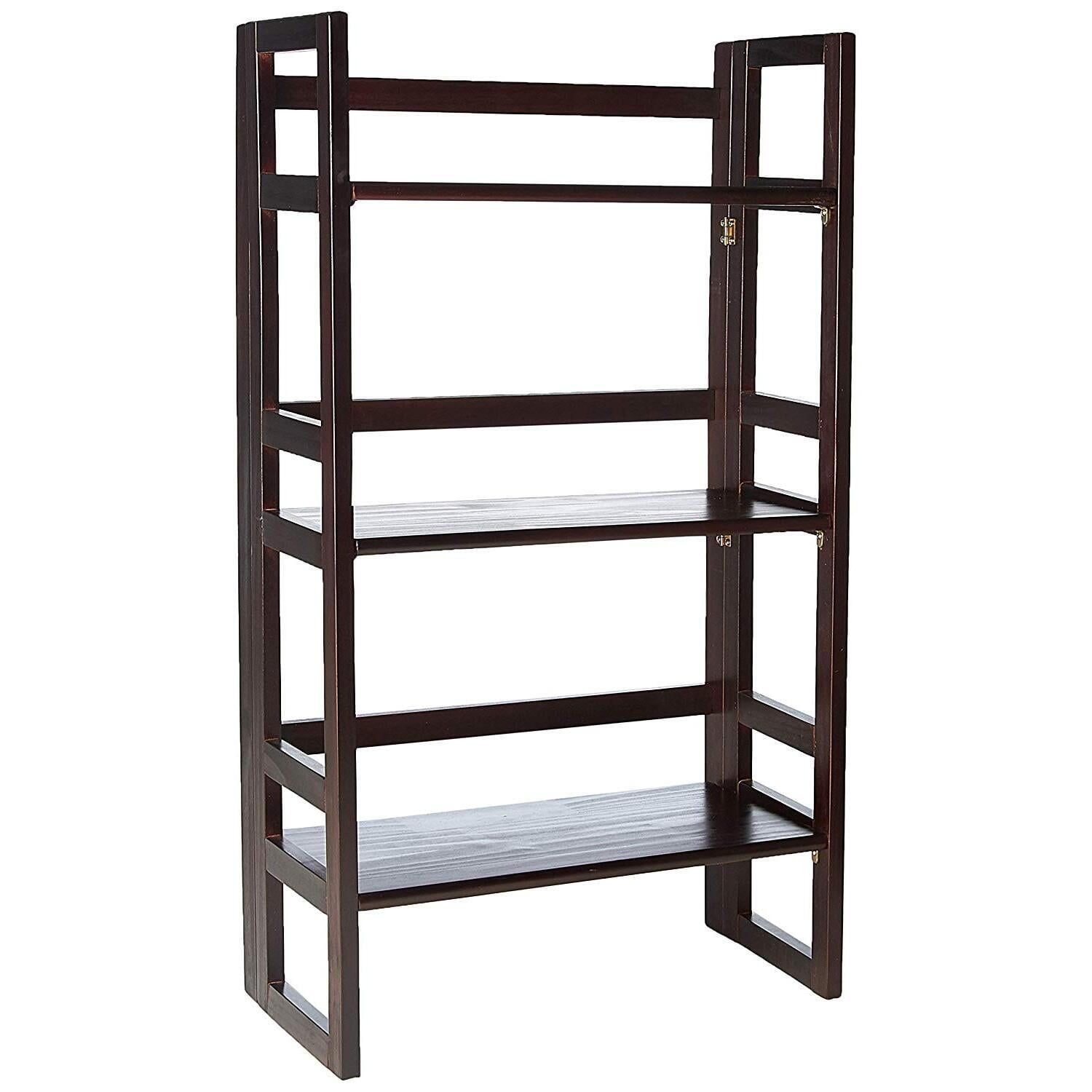3-Shelf Folding Student Bookcase 20.75" Wide-Espresso