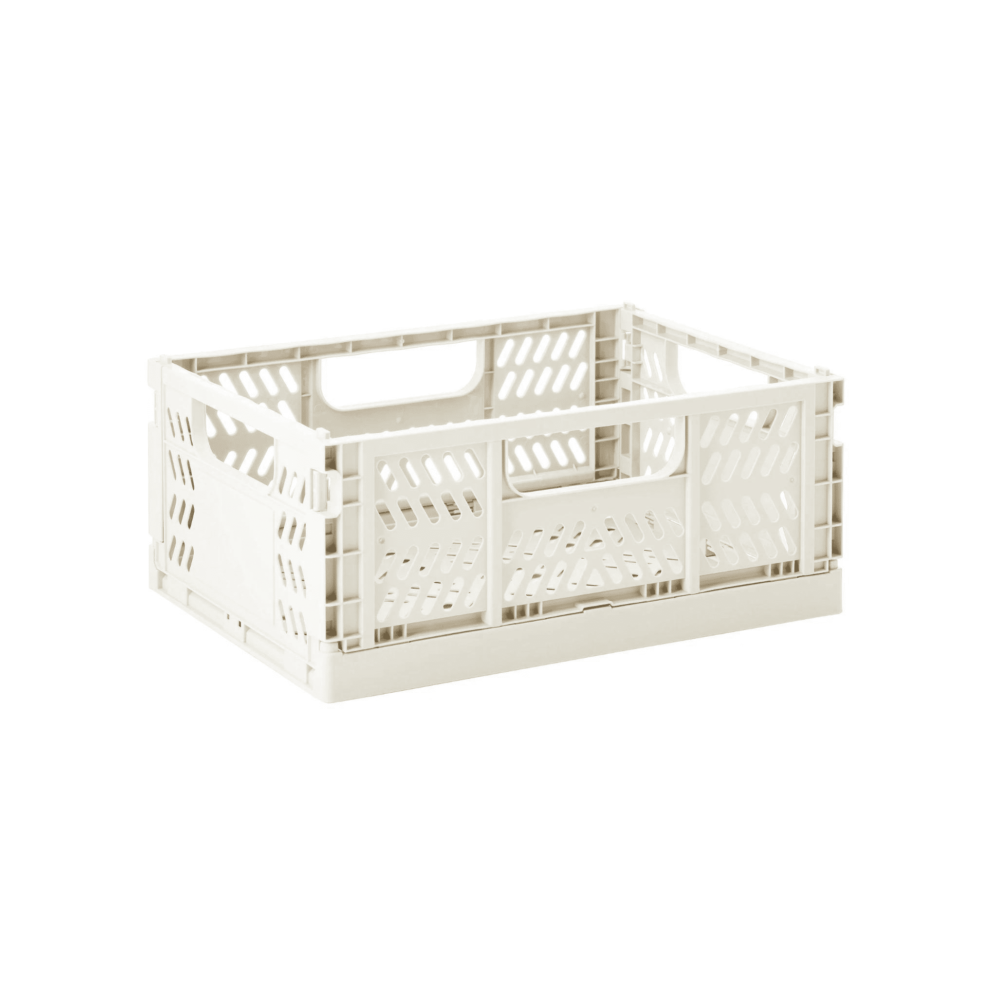 3 Sprouts Rectangular Recycled Plastic Foldable Crate (Medium Size) - Cream
