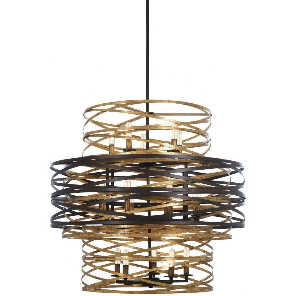 Minka Lavery Dark Bronze Mosaic Gold Chandelier 30" Wide Modern 18-Light Fixture for Dining Room House Foyer Kitchen Entryway Home