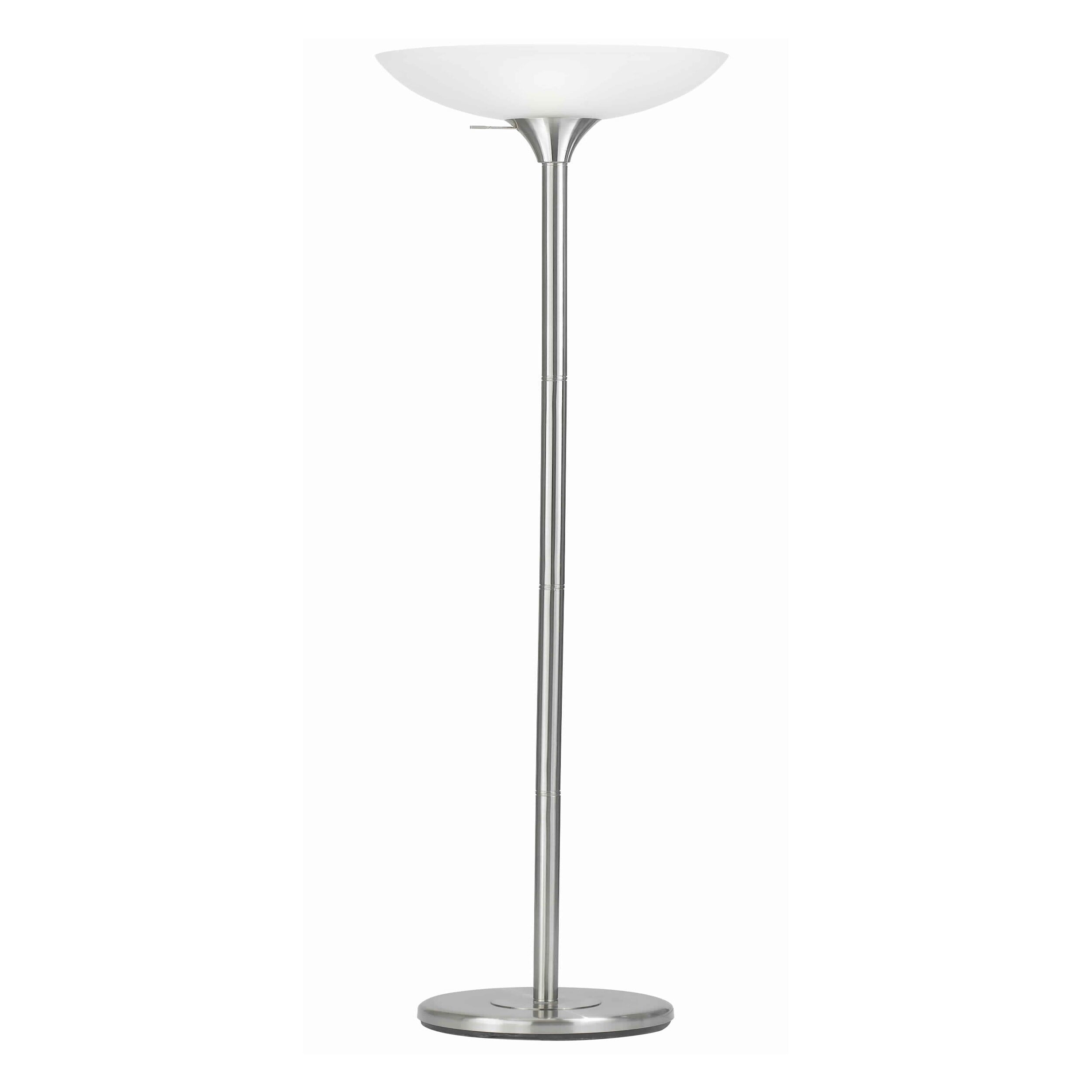 Torchiere Floor Lamp - 3-Way Adjustable Light, White Finish, Frosted Glass Shade, Stable Base, Living Room Lamp