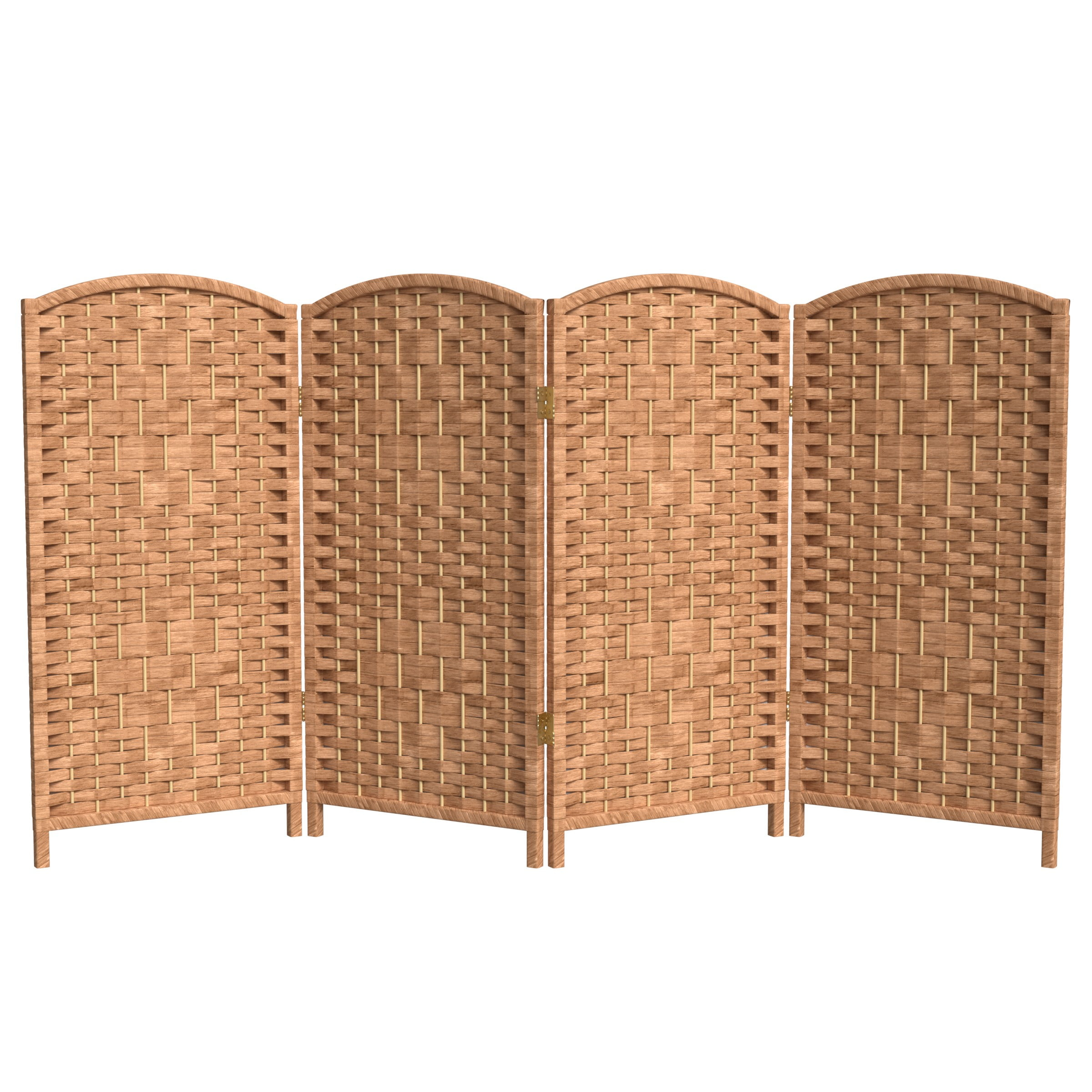 Pantalla Plegable de Fibra de Tejido de Diamante Corto de 3 Pies - Natural - 4 Paneles